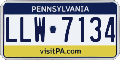 PA license plate LLW7134