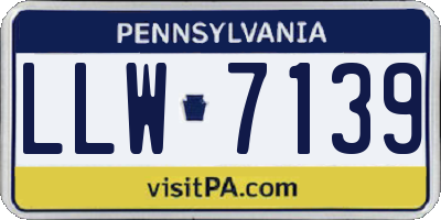 PA license plate LLW7139