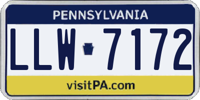PA license plate LLW7172