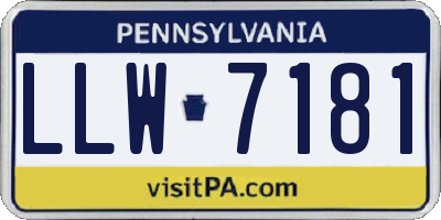 PA license plate LLW7181