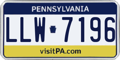 PA license plate LLW7196