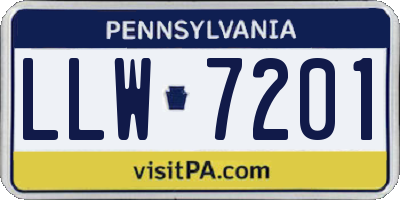 PA license plate LLW7201