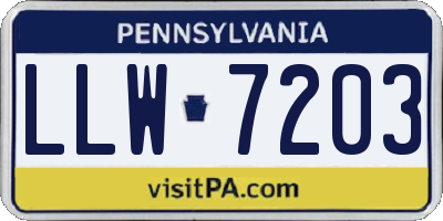 PA license plate LLW7203