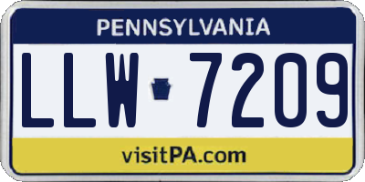 PA license plate LLW7209