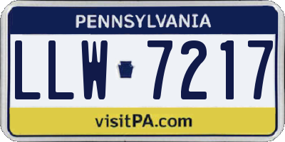 PA license plate LLW7217