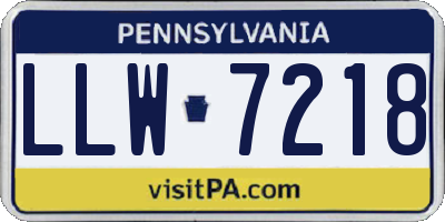 PA license plate LLW7218