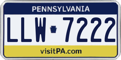 PA license plate LLW7222