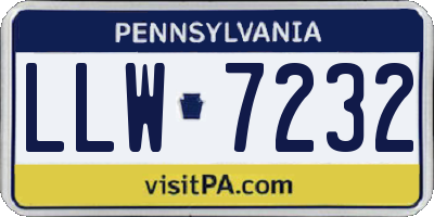 PA license plate LLW7232