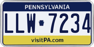PA license plate LLW7234