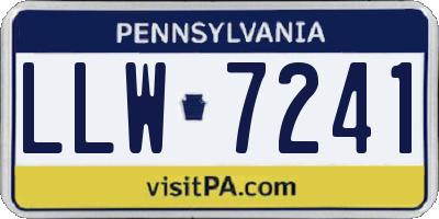 PA license plate LLW7241
