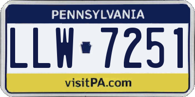 PA license plate LLW7251