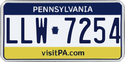 PA license plate LLW7254
