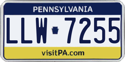 PA license plate LLW7255