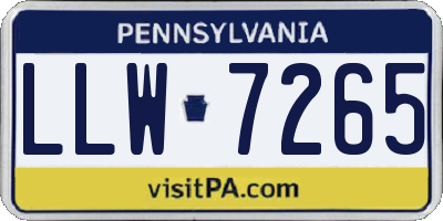 PA license plate LLW7265