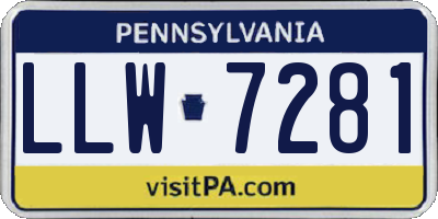 PA license plate LLW7281