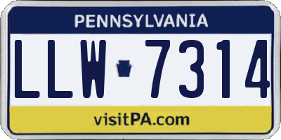 PA license plate LLW7314