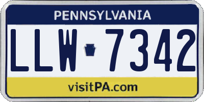 PA license plate LLW7342
