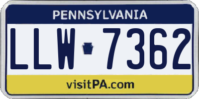 PA license plate LLW7362