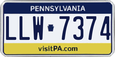 PA license plate LLW7374