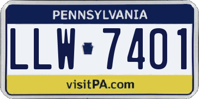 PA license plate LLW7401