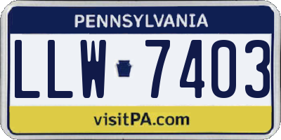 PA license plate LLW7403