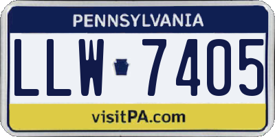 PA license plate LLW7405