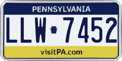 PA license plate LLW7452