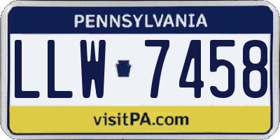 PA license plate LLW7458