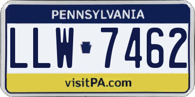 PA license plate LLW7462