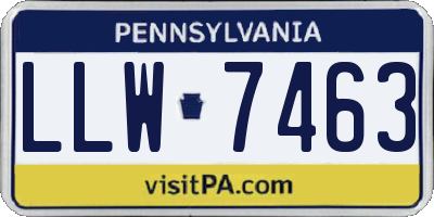 PA license plate LLW7463
