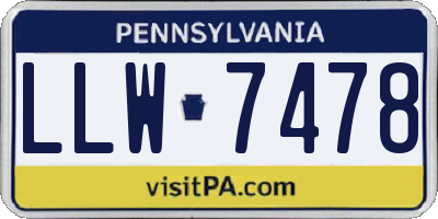 PA license plate LLW7478