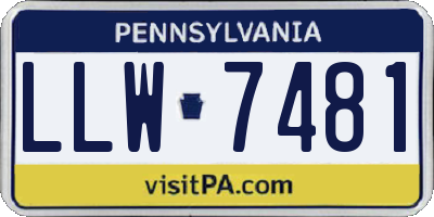 PA license plate LLW7481