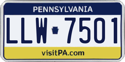 PA license plate LLW7501