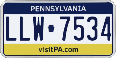 PA license plate LLW7534