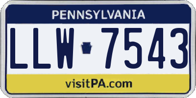 PA license plate LLW7543
