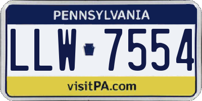PA license plate LLW7554