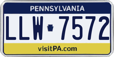 PA license plate LLW7572