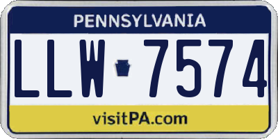 PA license plate LLW7574