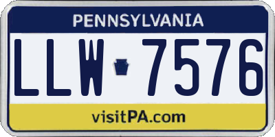 PA license plate LLW7576