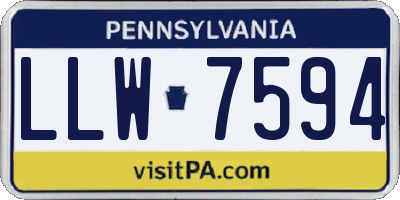PA license plate LLW7594