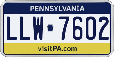 PA license plate LLW7602