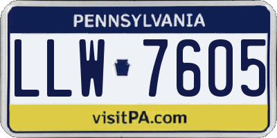 PA license plate LLW7605