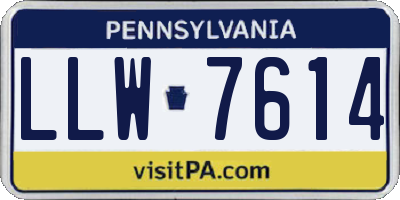 PA license plate LLW7614