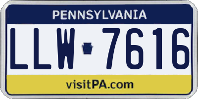 PA license plate LLW7616