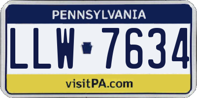 PA license plate LLW7634