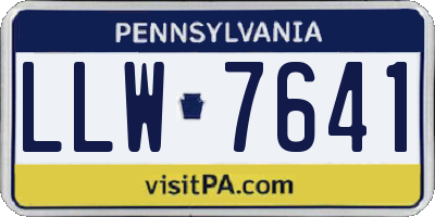 PA license plate LLW7641