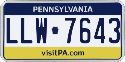 PA license plate LLW7643