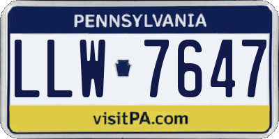 PA license plate LLW7647
