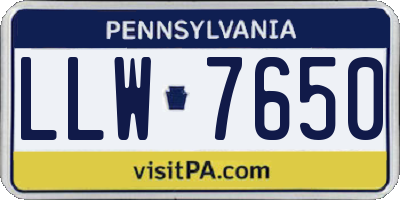 PA license plate LLW7650