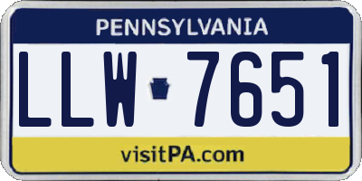 PA license plate LLW7651